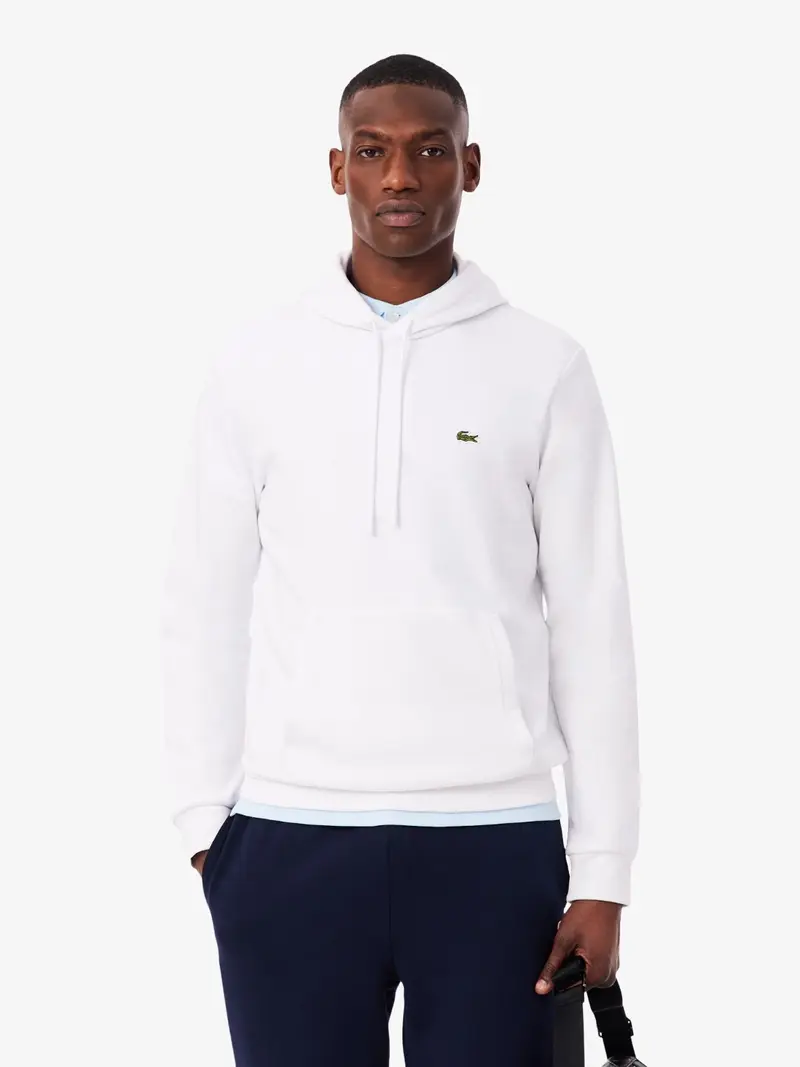 Sweat à capuche Lacoste blanc en molleton