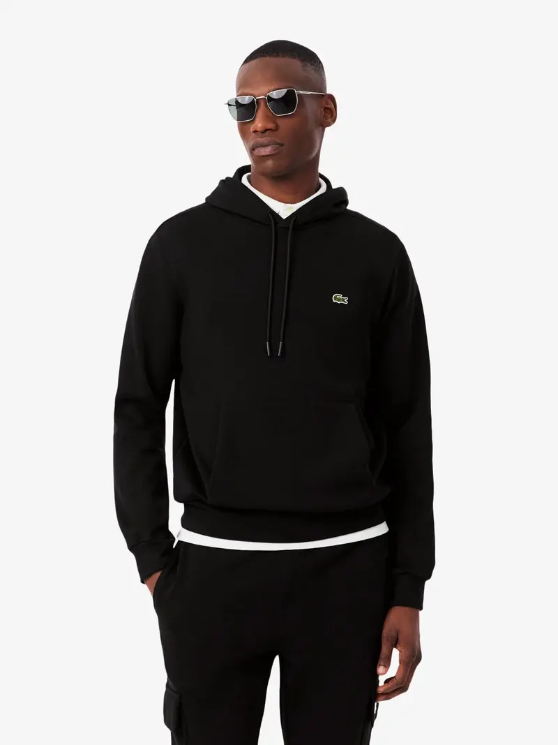 Sweat à capuche Lacoste noir en molleton