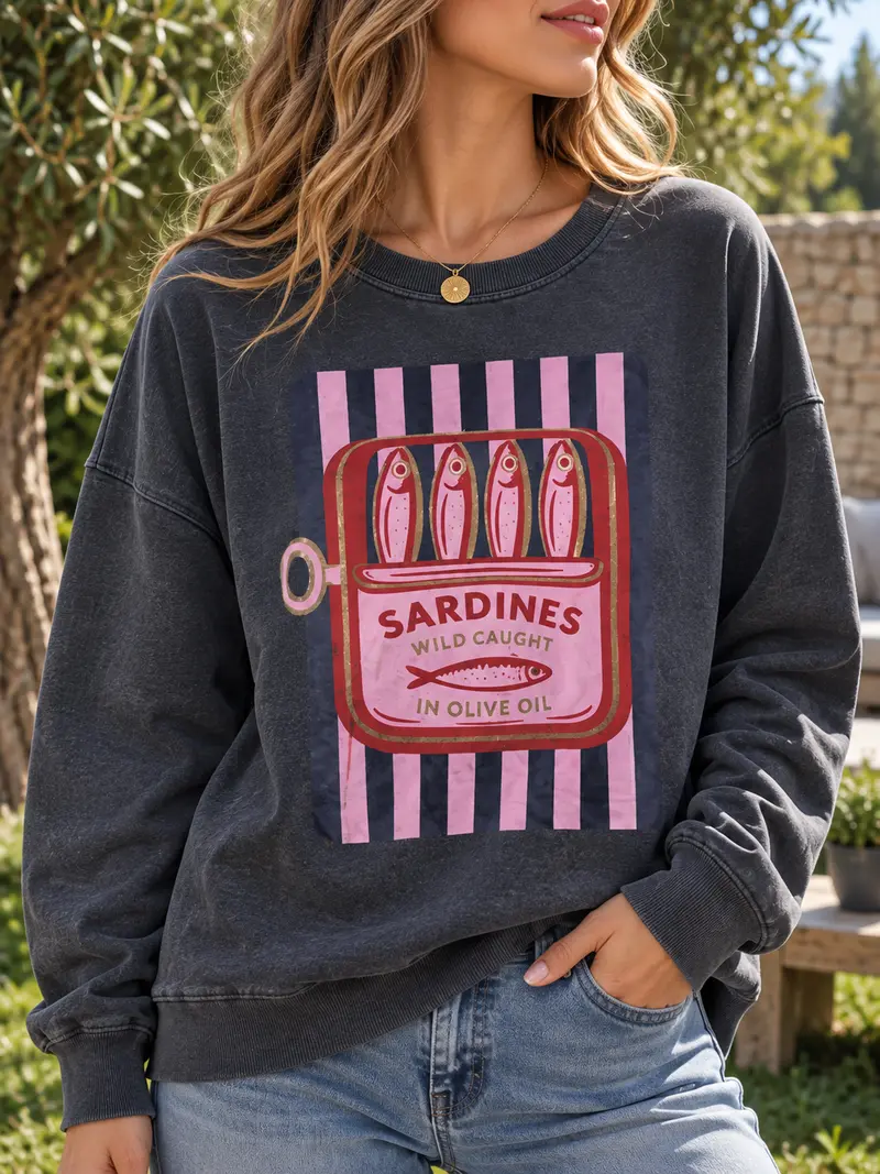 Sweat anthracite SARDINES bleu marine/rose