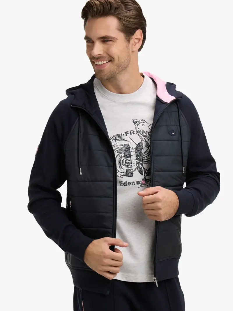 Sweat bi matière à capuche Eden Park marine