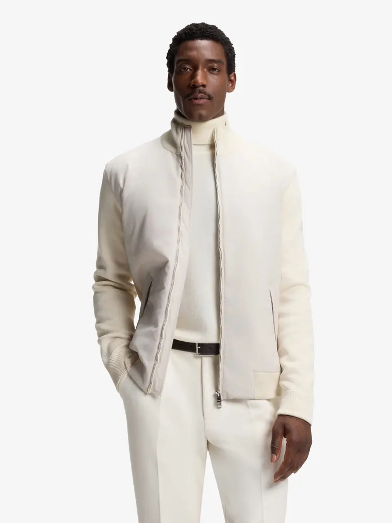 Sweat bi-matière BOSS beige en coton