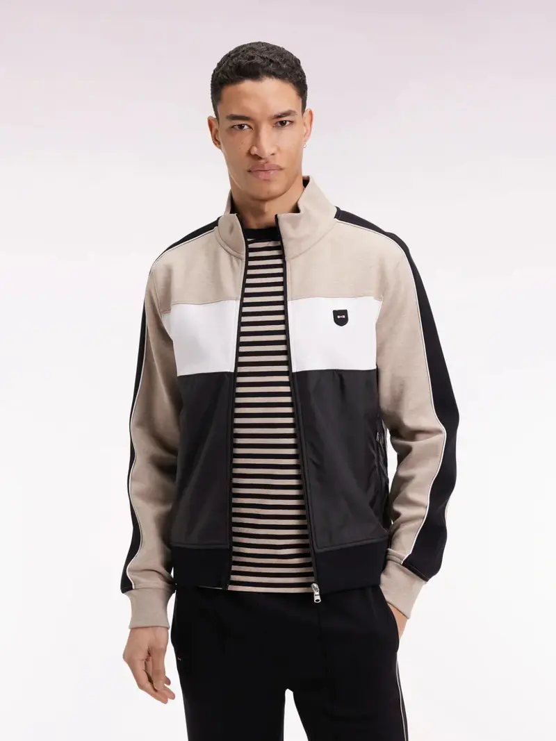 Sweat bi-matière Eden Park beige en coton