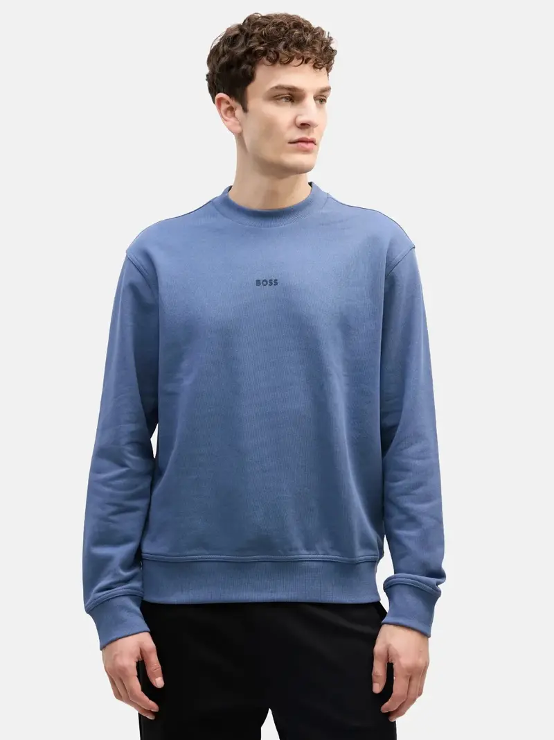 Sweat BOSS bleu en coton
