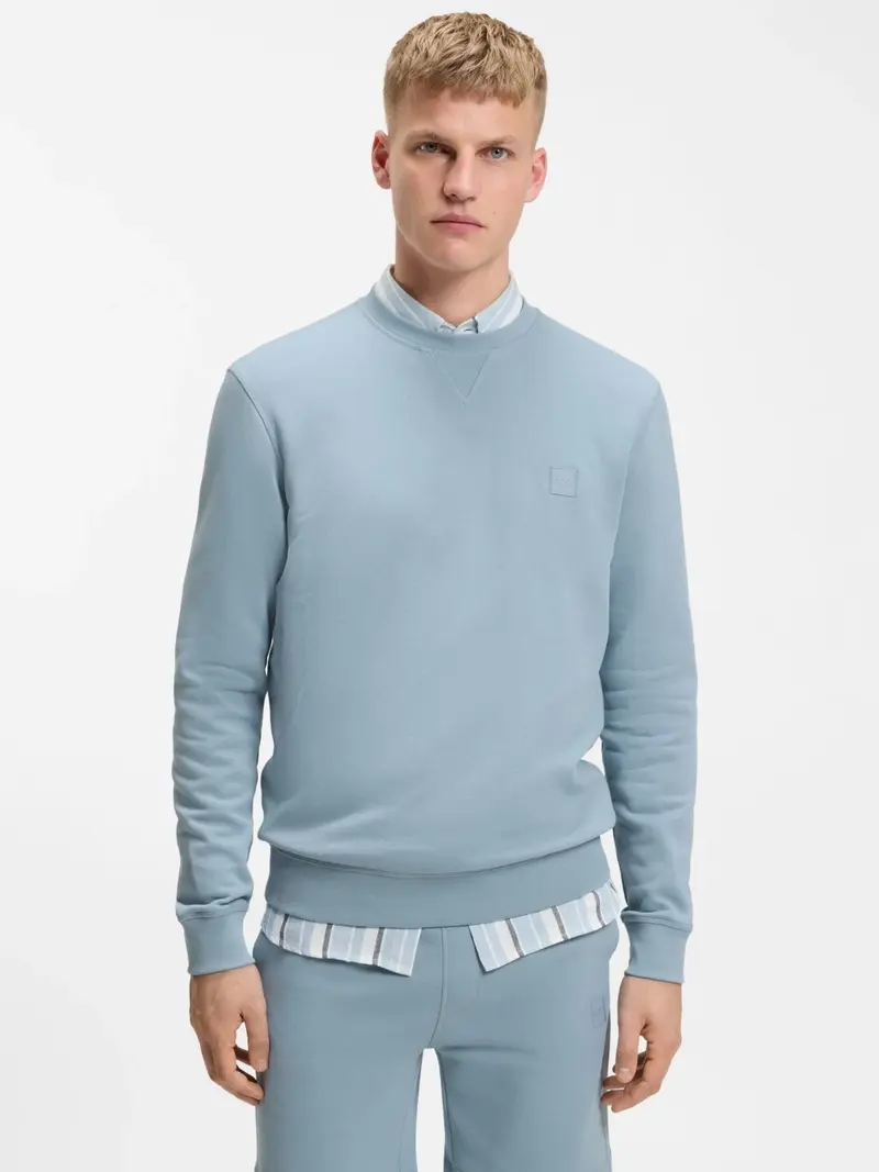 Sweat BOSS bleu en molleton de coton