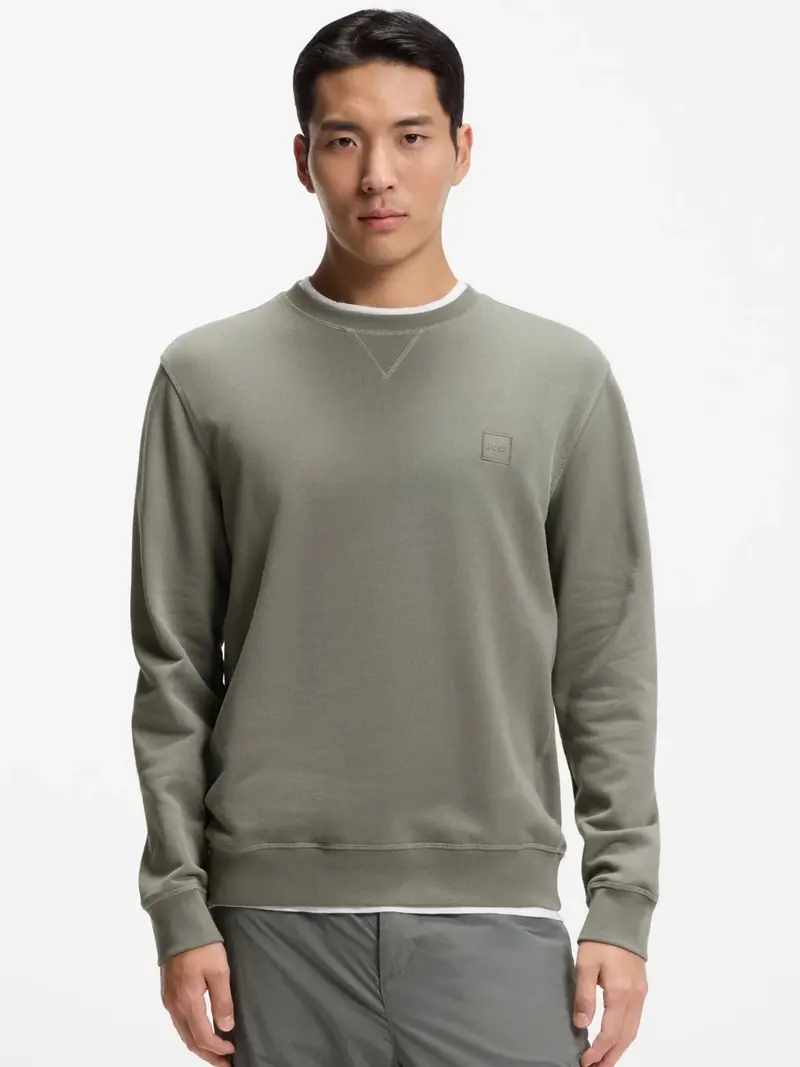 Sweat BOSS gris en molleton de coton