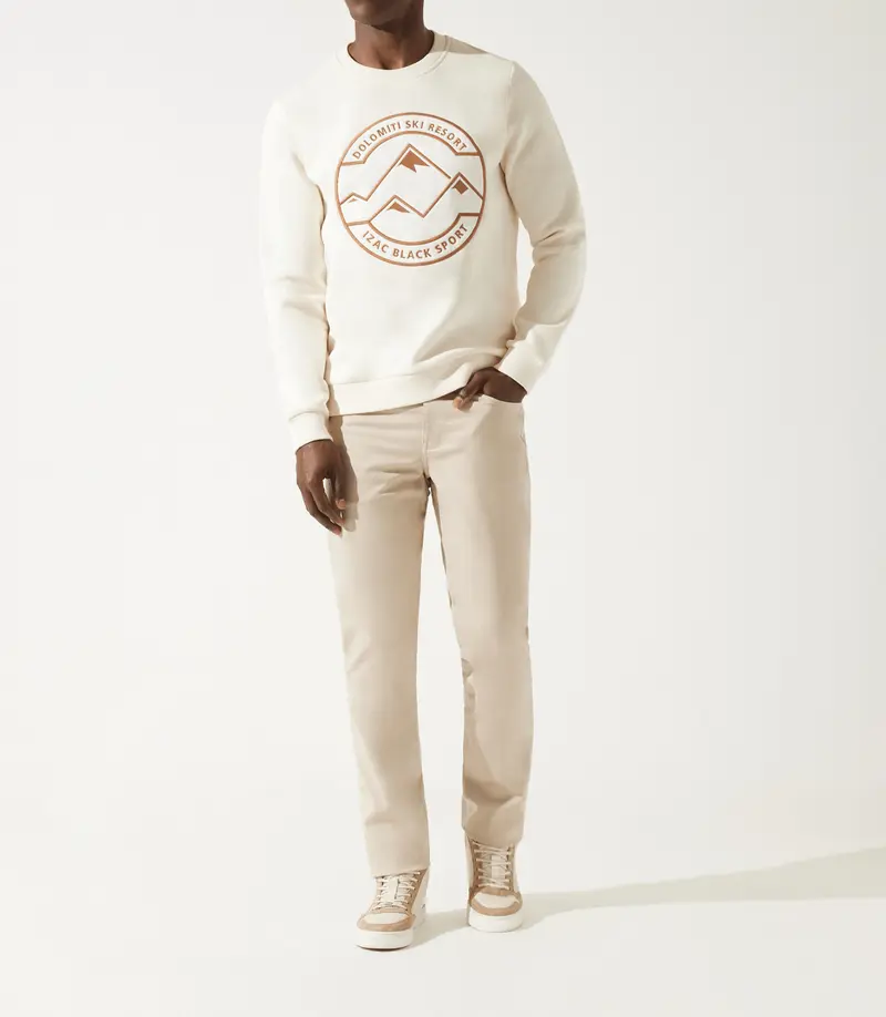 Sweat col rond fantaisie écru