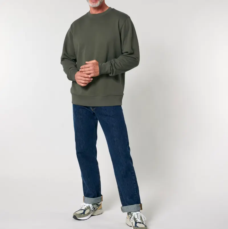 Sweat en molleton gratté vert kaki