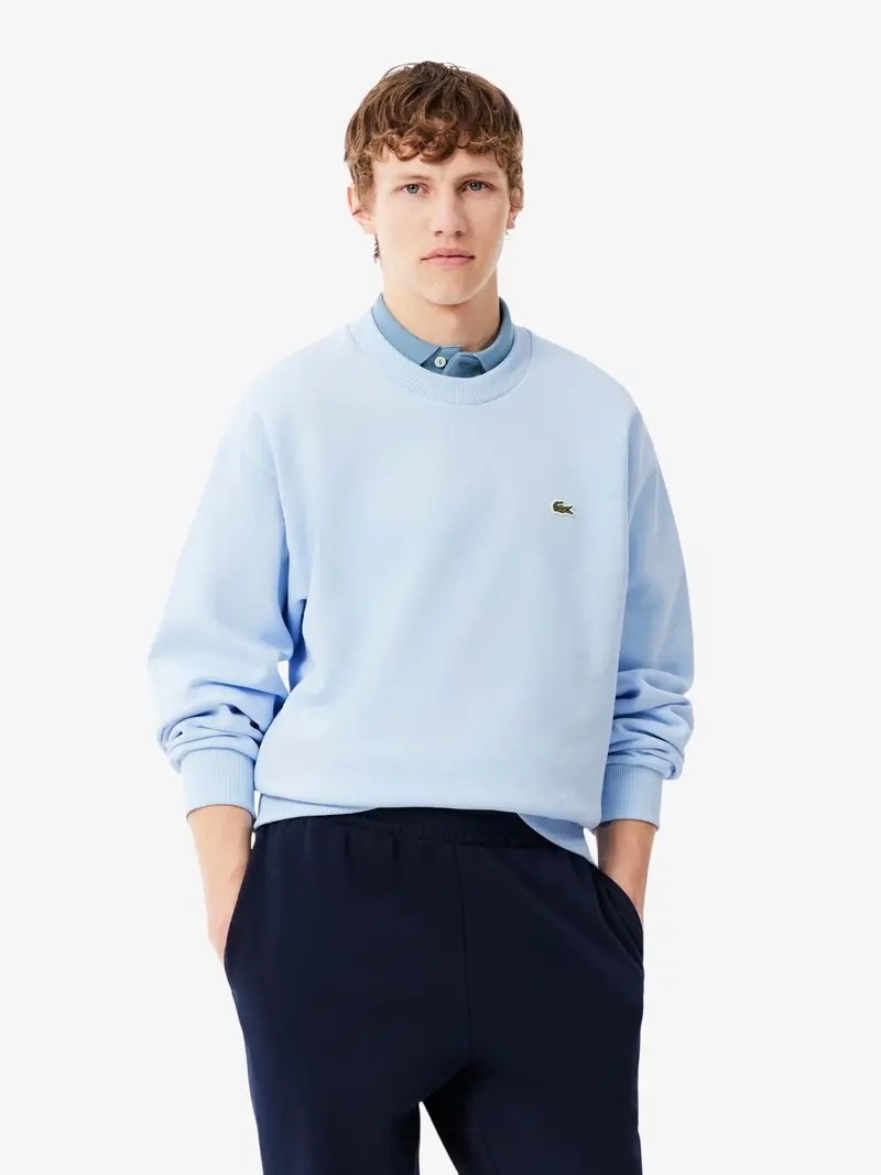 Sweat Lacoste bleu en molleton