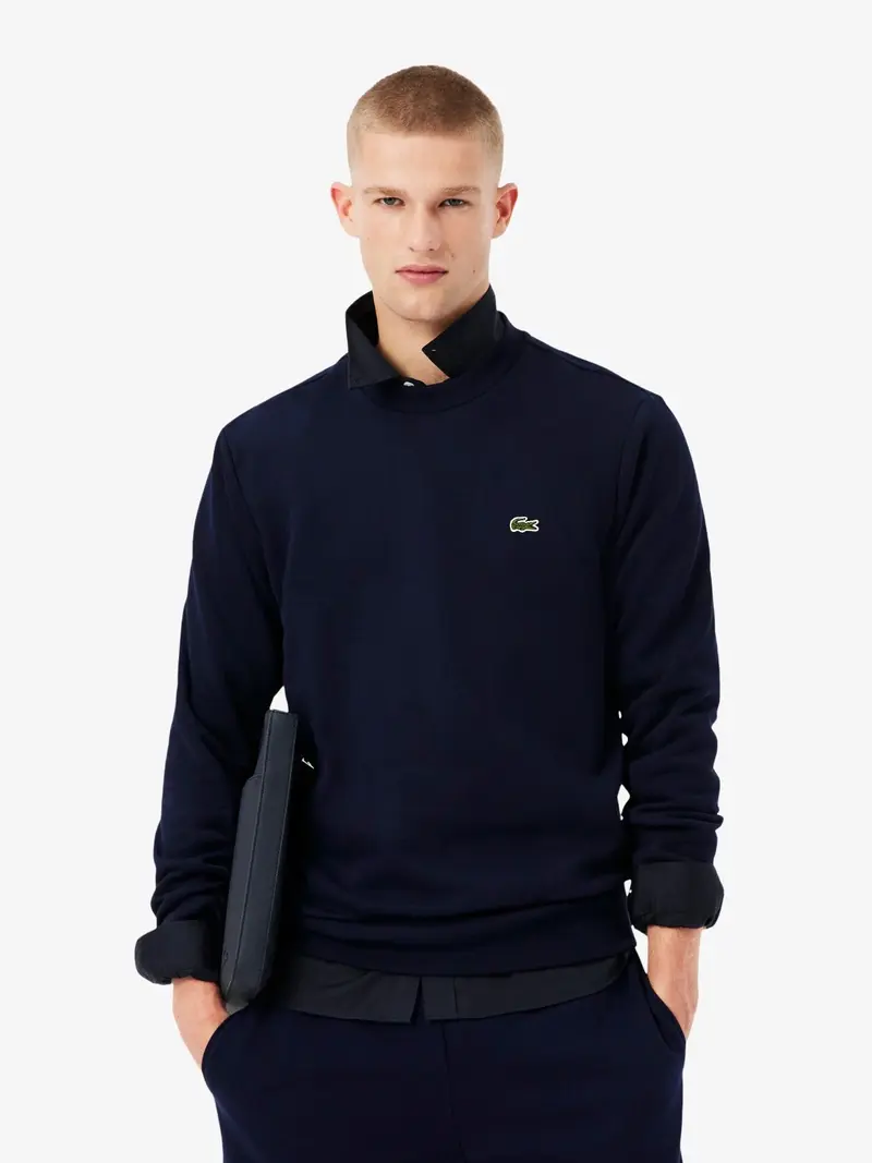 Sweat Lacoste marine en molleton