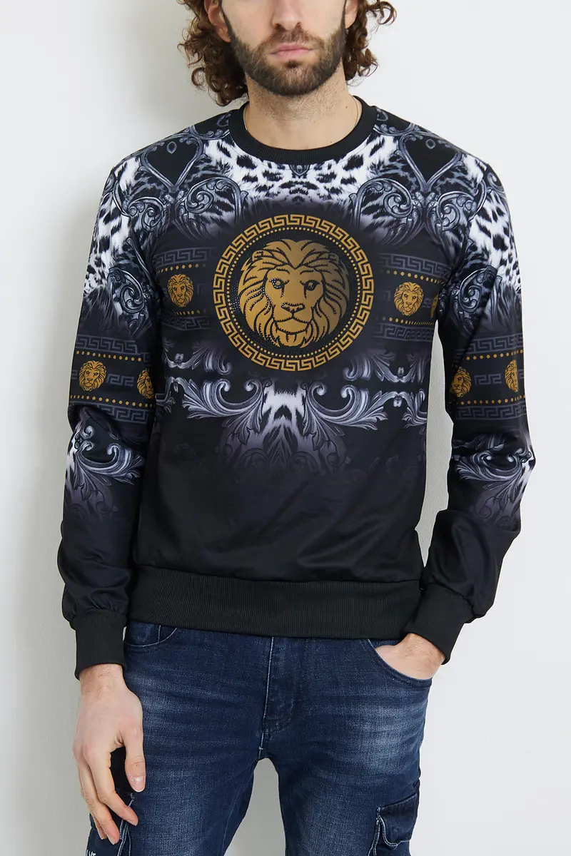 Sweat motif tête de lion doré