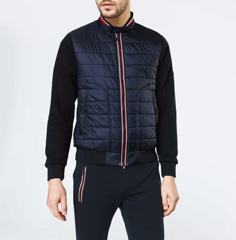 Sweat pull zippé col teddy marine "Swneo"