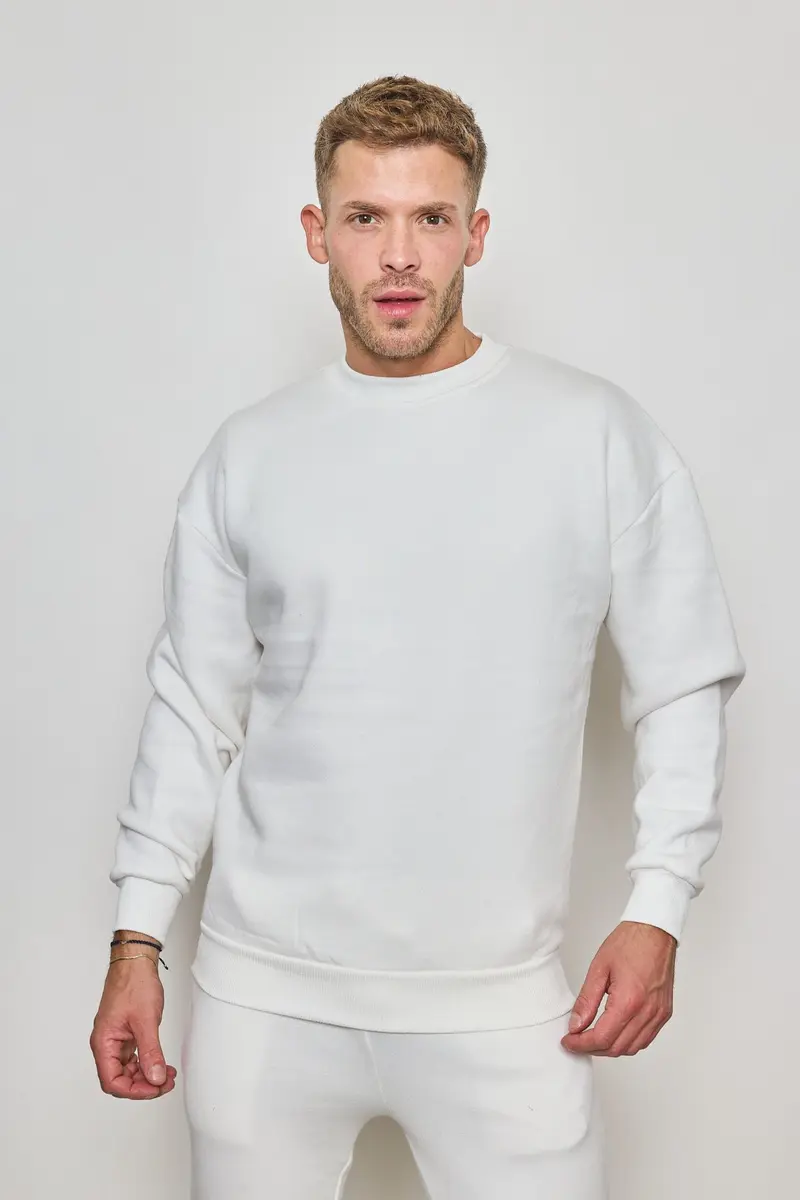 Sweat simple sans capuche blanc