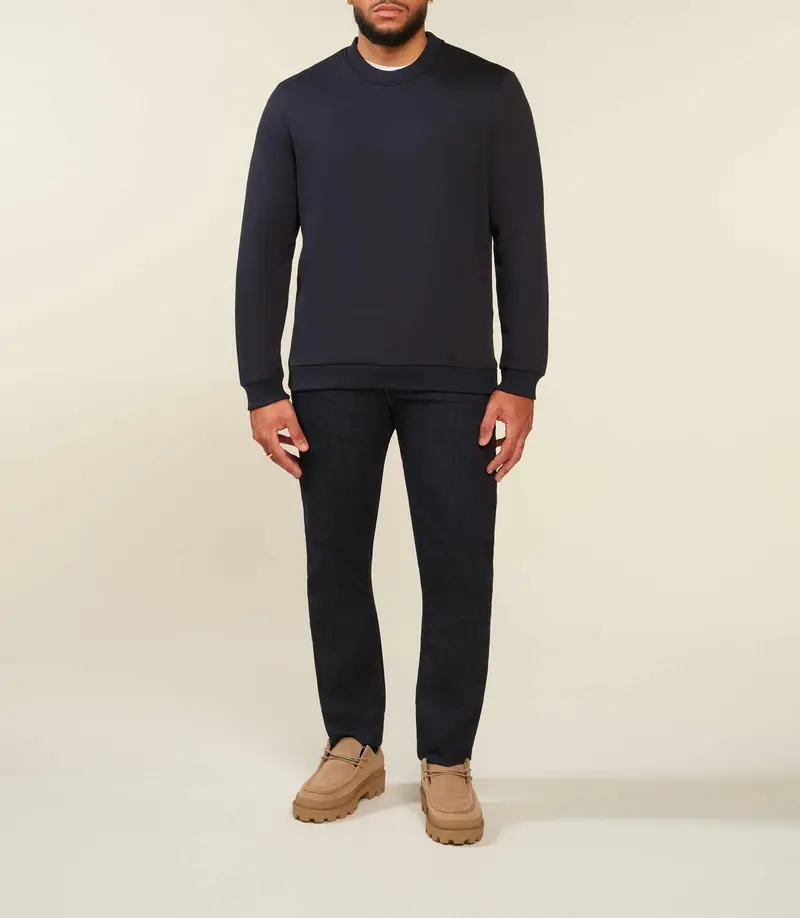 Sweat uni col rond marine SWBENJIBT