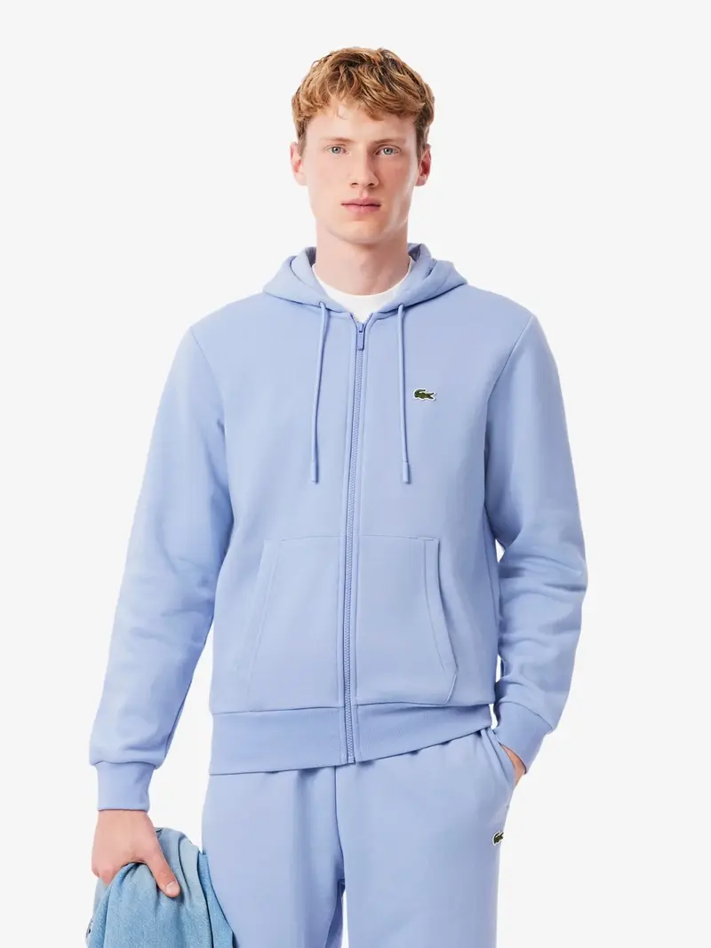 Sweat zippé à capuche Lacoste violet en molleton