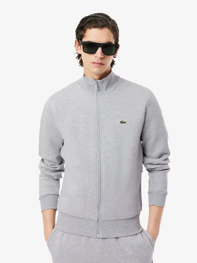 Sweat zippé Lacoste gris en molleton