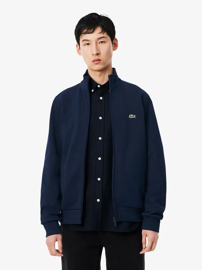 Sweat zippé Lacoste marine en molleton