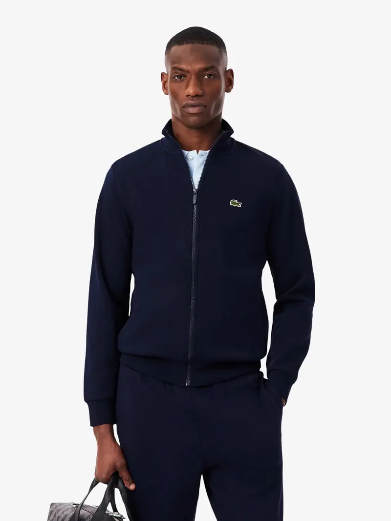 Sweat zippé Lacoste marine en molleton