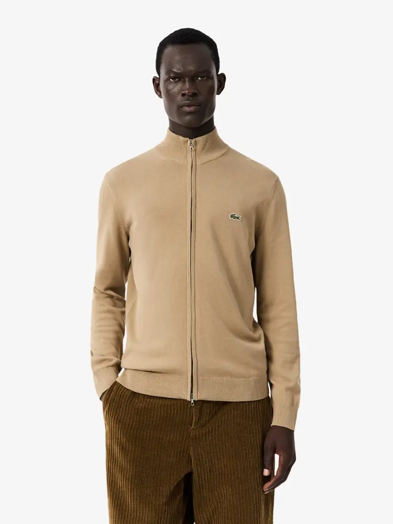 Sweat zippé Lacoste marron en coton