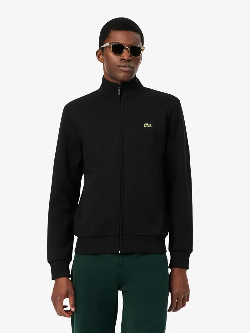 Sweat zippé Lacoste noir en molleton