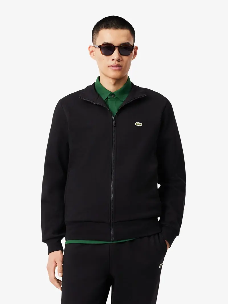 Sweat zippé Lacoste noir en molleton