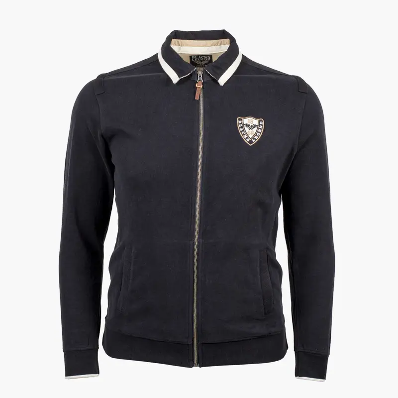 Sweatshirt zippé noir col polo