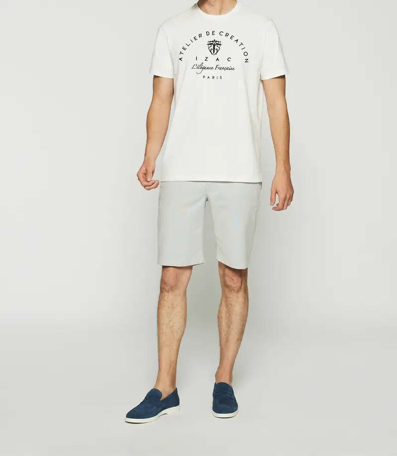 T-shirt à manches courtes brodé écru GUY