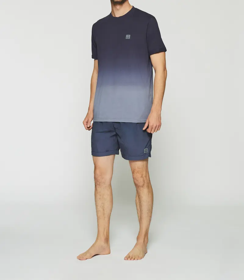 T-shirt à manches courtes dégradé dip dye marine GUYTO