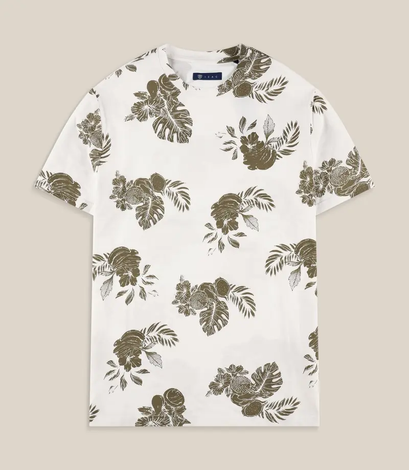 T-shirt à motifs floral écru