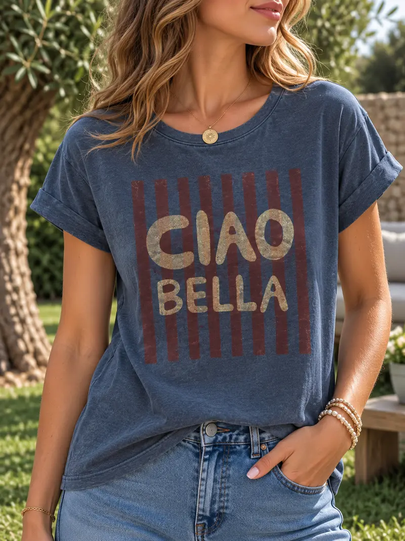T-shirt anthracite CIAO BELLA bordeaux
