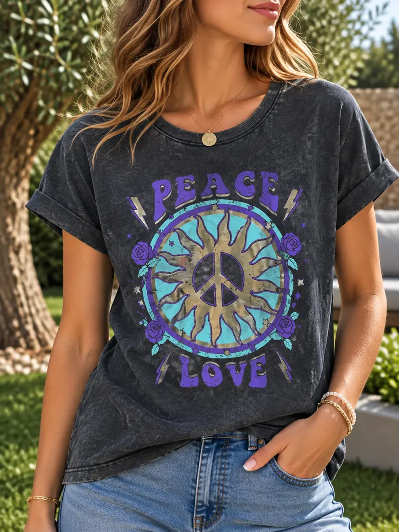 T-shirt anthracite PEACE violet