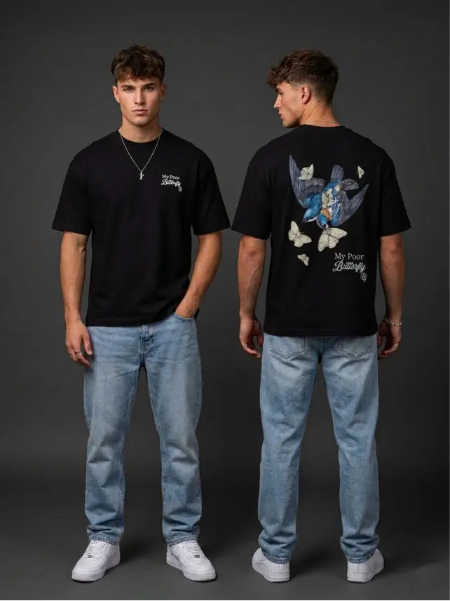 T-shirt Bird & Butterflies NOIR