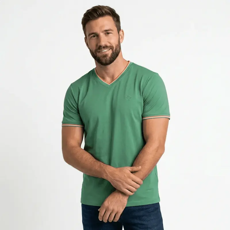 T-shirt BL vert col V