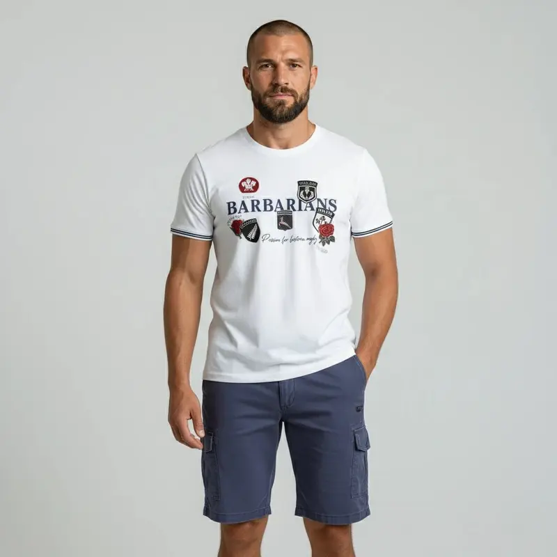 T-shirt blanc col rond Barbarians