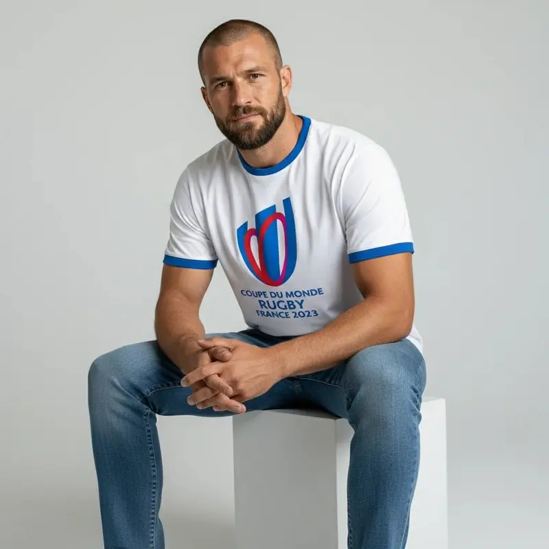 T-shirt blanc Macron RWC France 2023