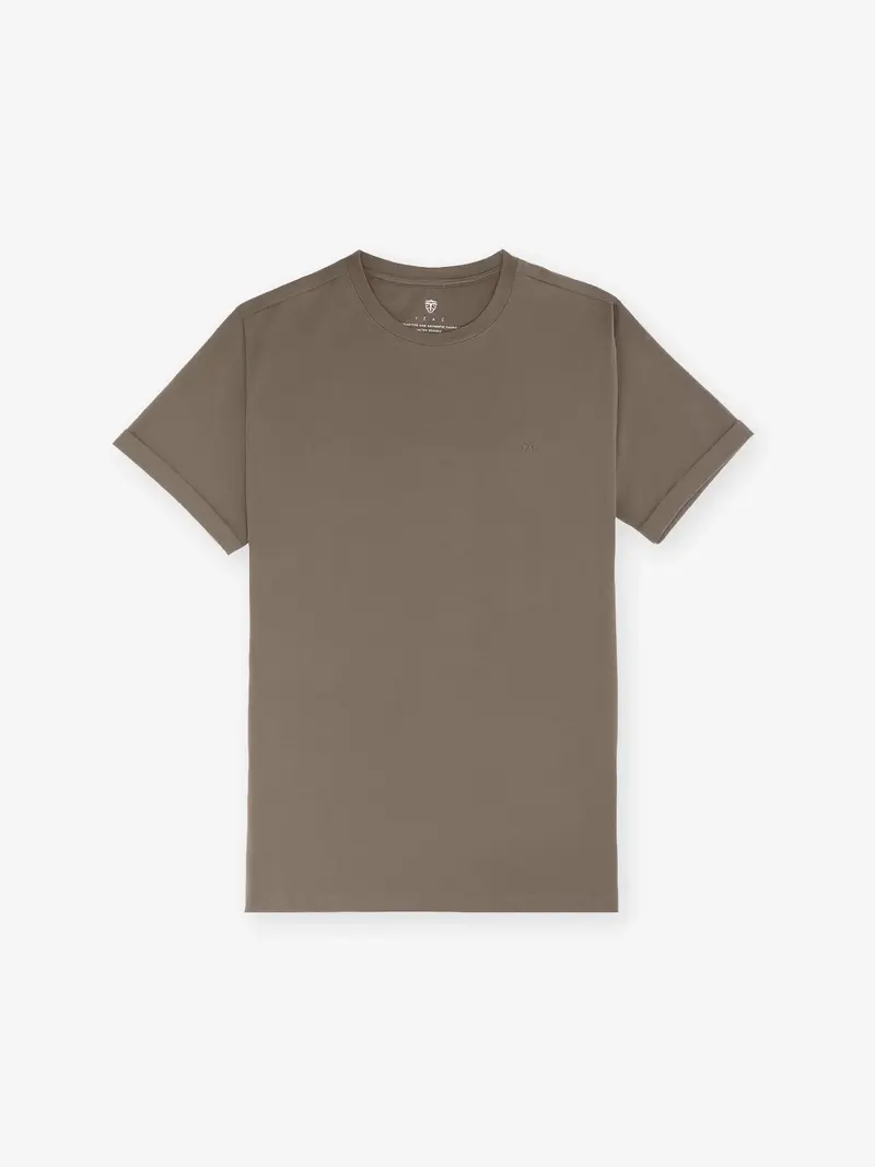 T-shirt col rond basique chatain
