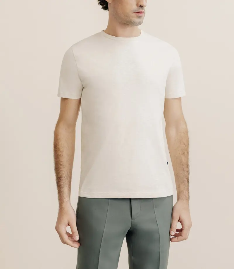 T-shirt col rond beige