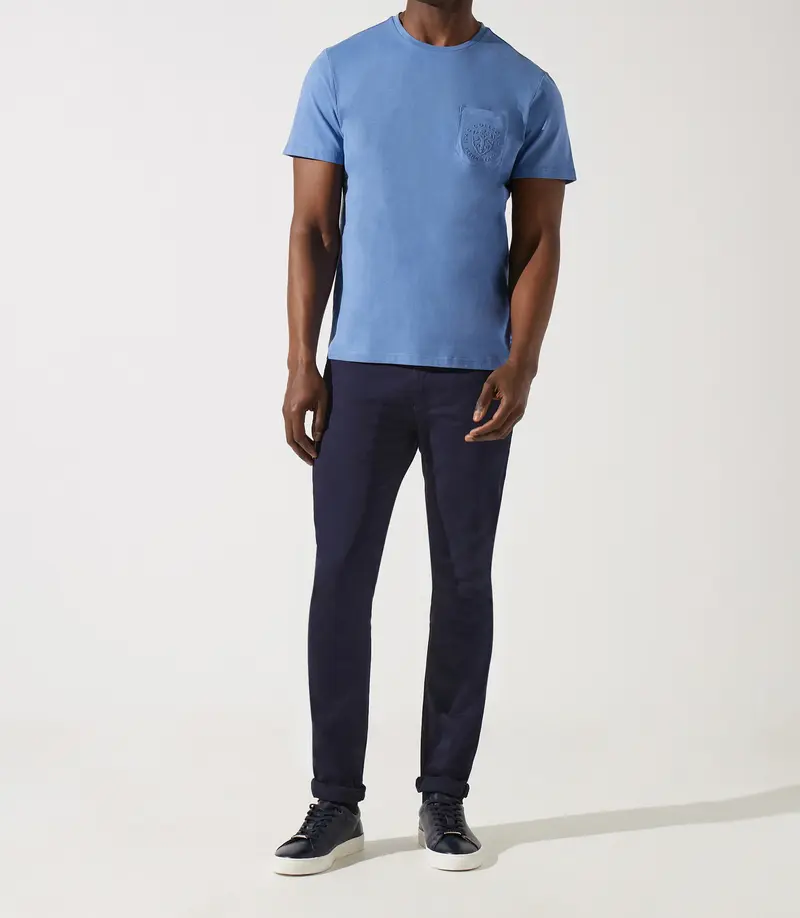 T-shirt col rond poche logo indigo GABRIEL