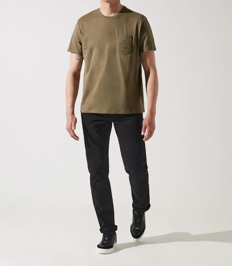 T-shirt col rond poche logo kaki GABRIEL