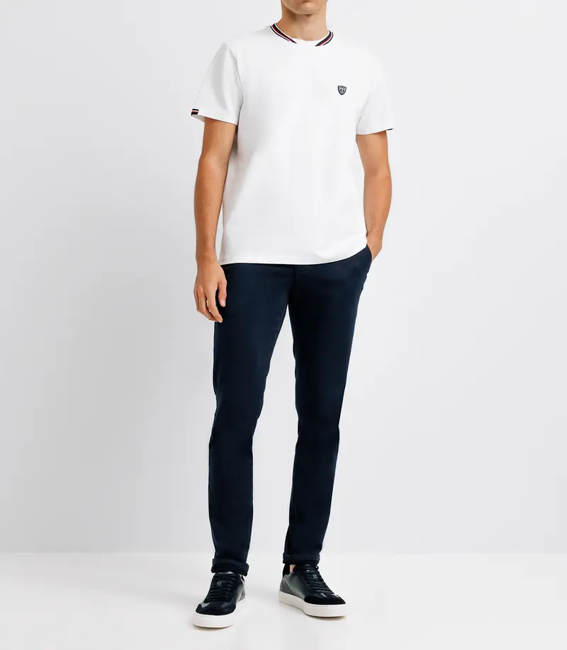 T-shirt col teddy blanc