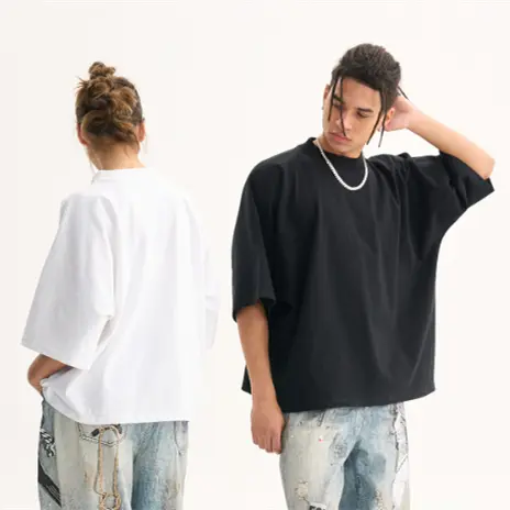 T-shirt Court Homme en Pur Coton Épais Coupe Décontractée – Style Streetwear Col Structuré