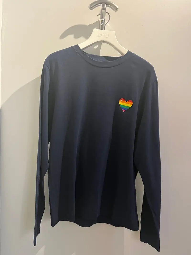 T-shirt en coton bio manches longues marine
