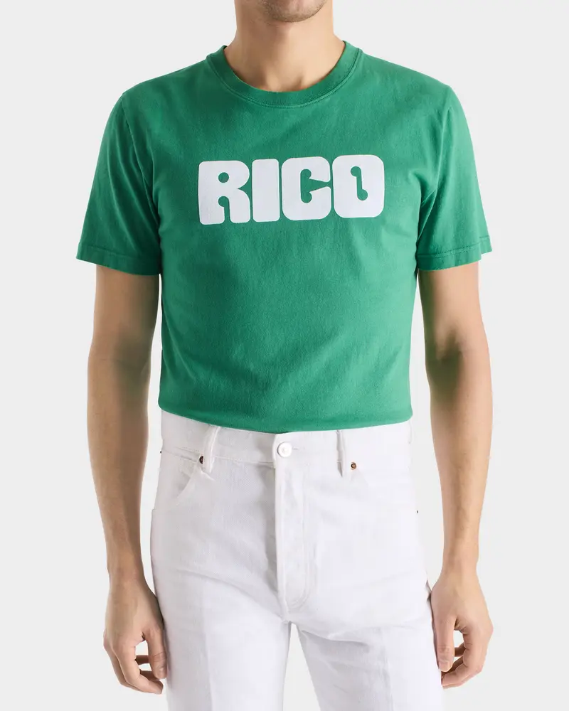 T-SHIRT GRAPHIQUE EN JERSEY DE COTON - VERT ET BLANC