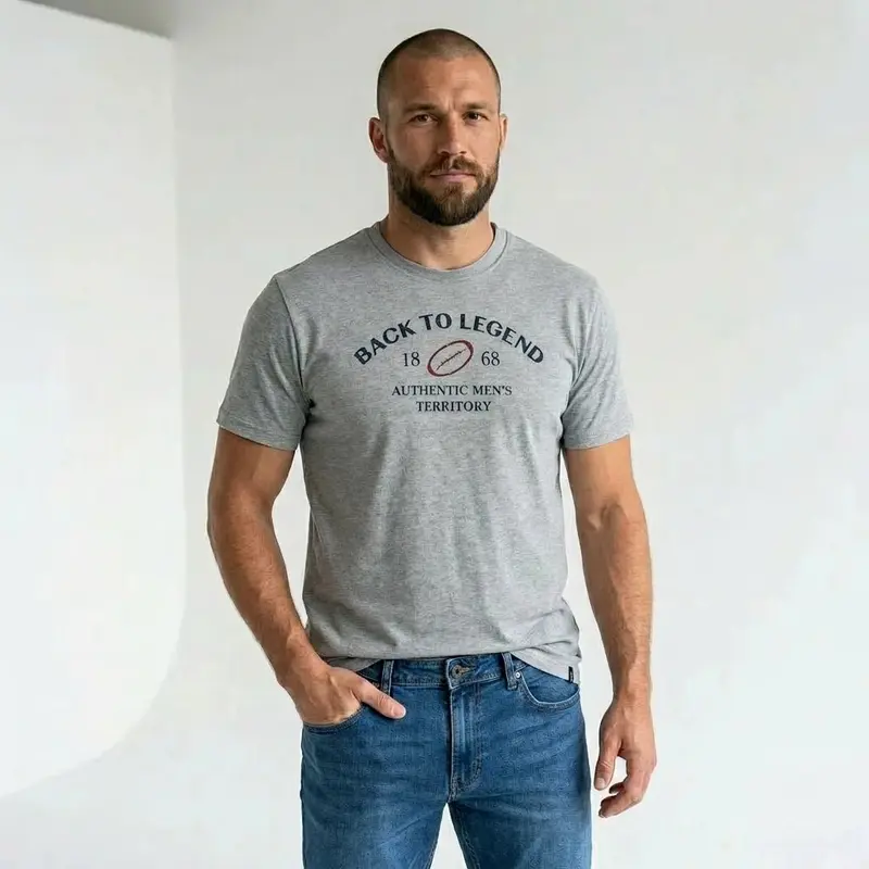 T-shirt gris chiné col rond