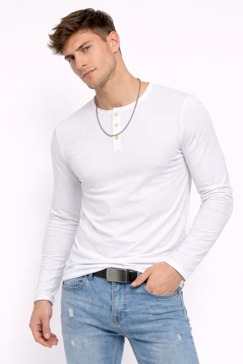 T-shirt homme manches longues Blanc
