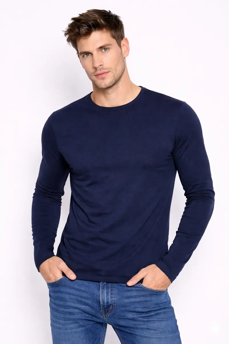 T-shirt homme manches longues Marine