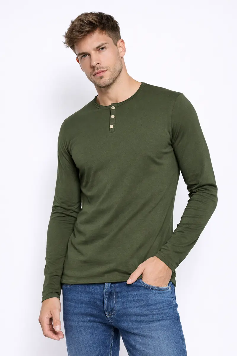 T-shirt homme manches longues Vert