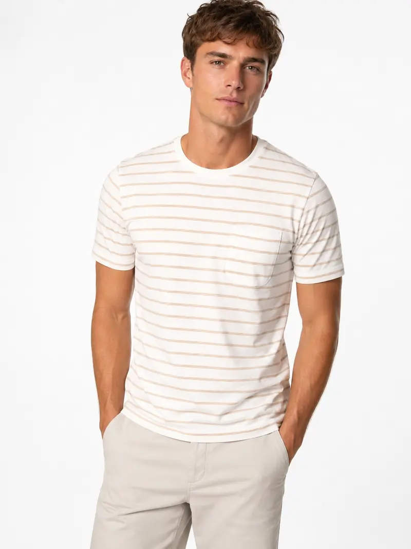 T-shirt homme rayé beige