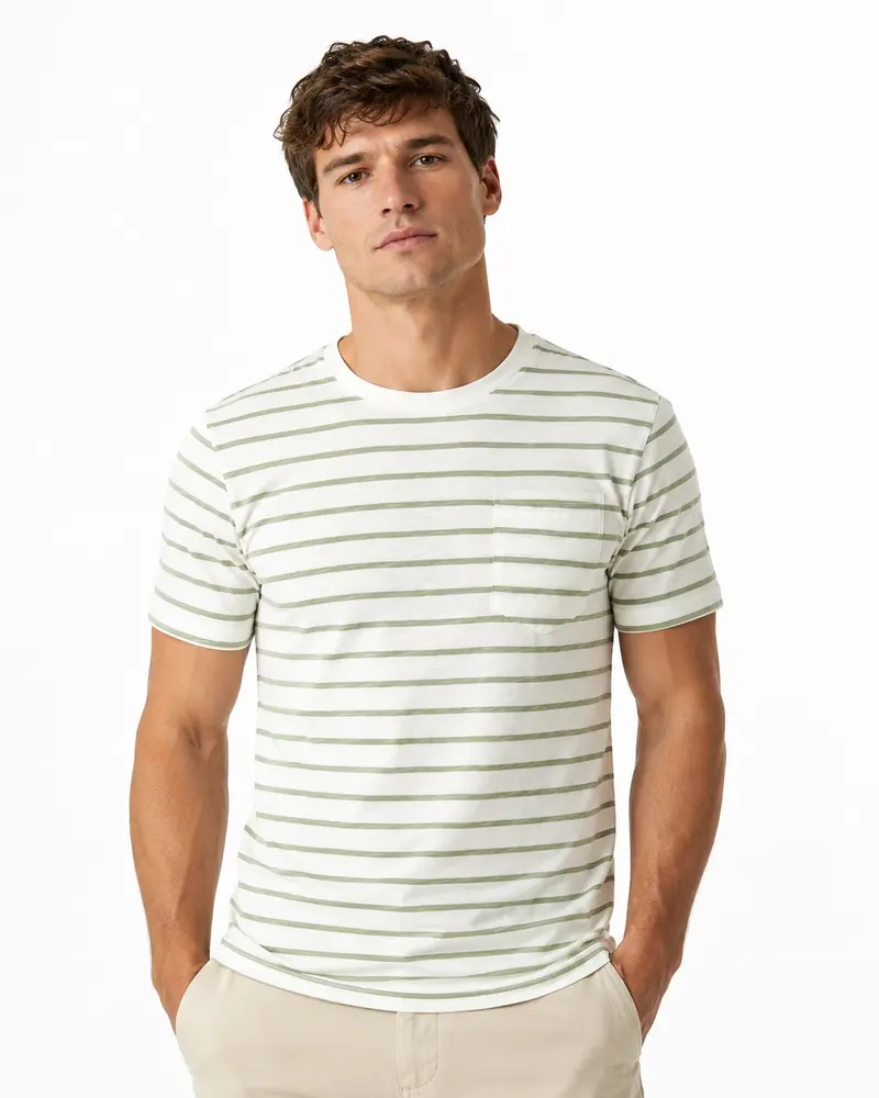 T-shirt homme rayé Vert