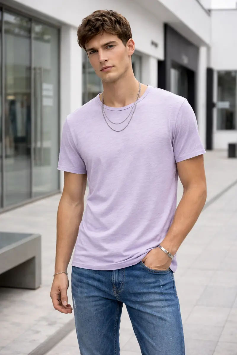 T-shirt homme violet chiné
