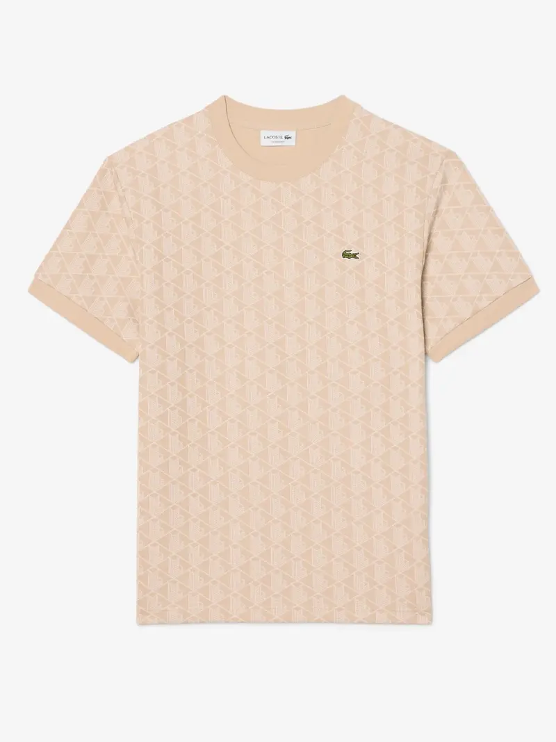 T-Shirt jacquard monogramme Lacoste beige